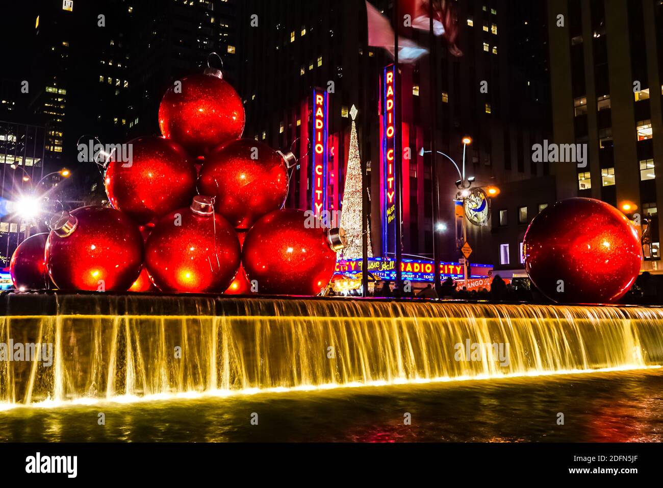 Christmas Holiday decorations in New York City with Radio City Music
