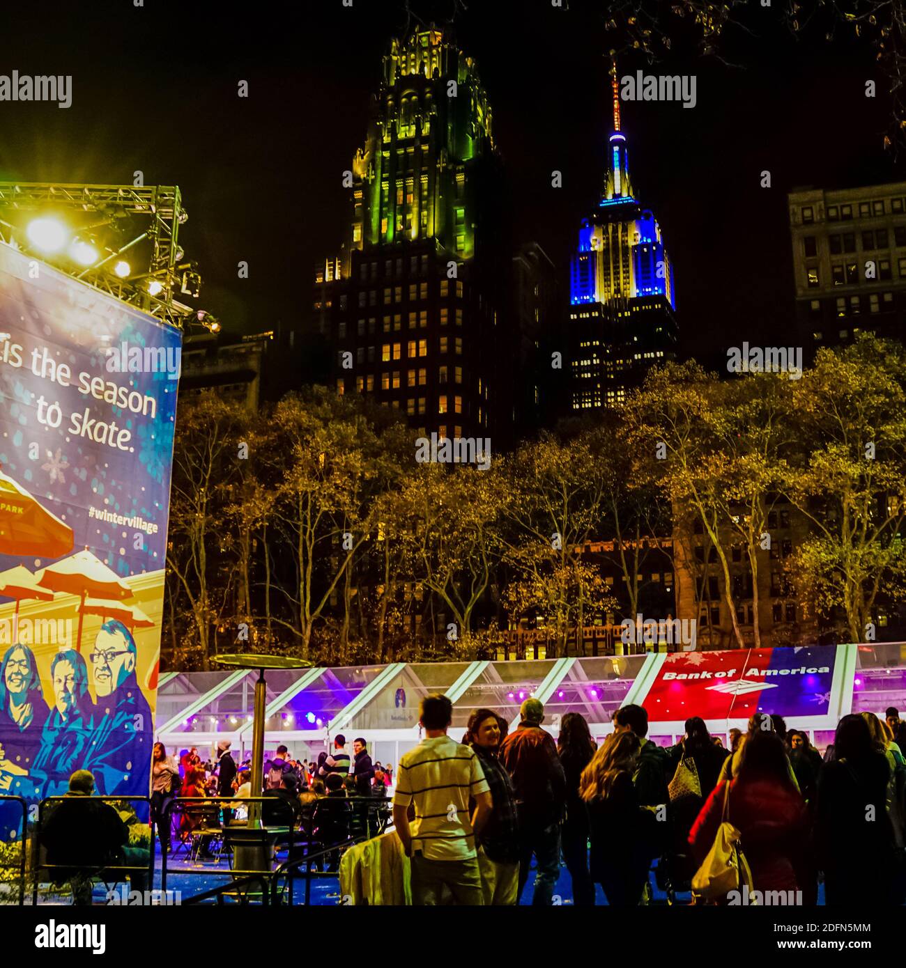 Bryant Park ice skating rink and the Bryant Park Christmas Tree