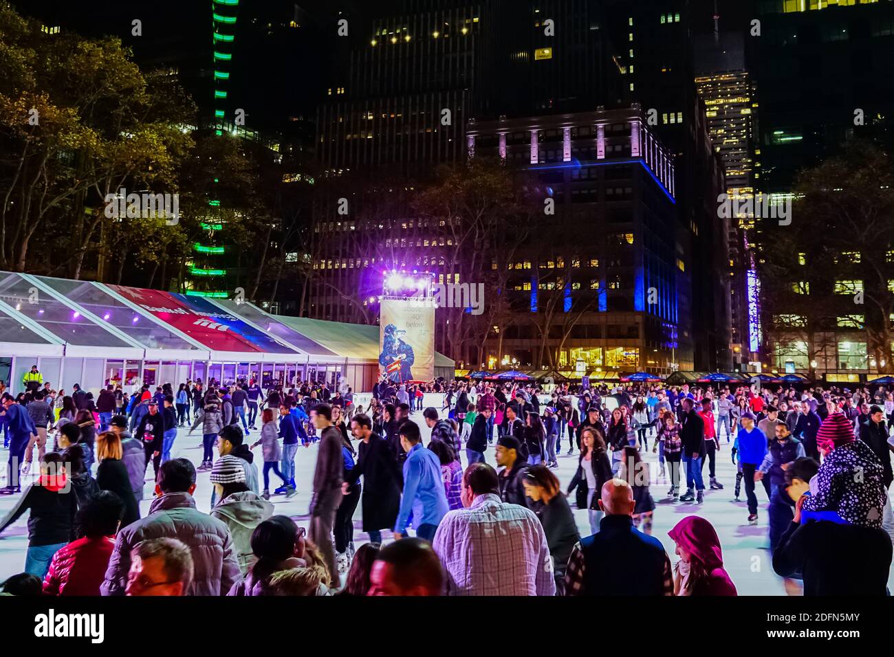 Bryant Park ice skating rink and the Bryant Park Christmas Tree