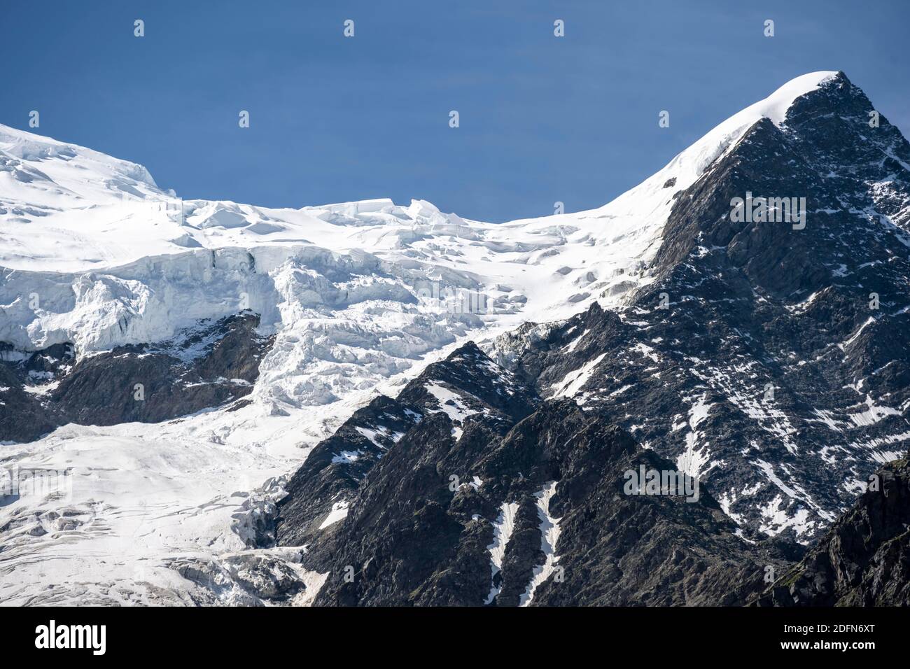 Aiguille du Gouter, glacier tongue, Glacier de Taconnaz, Chamonix ...