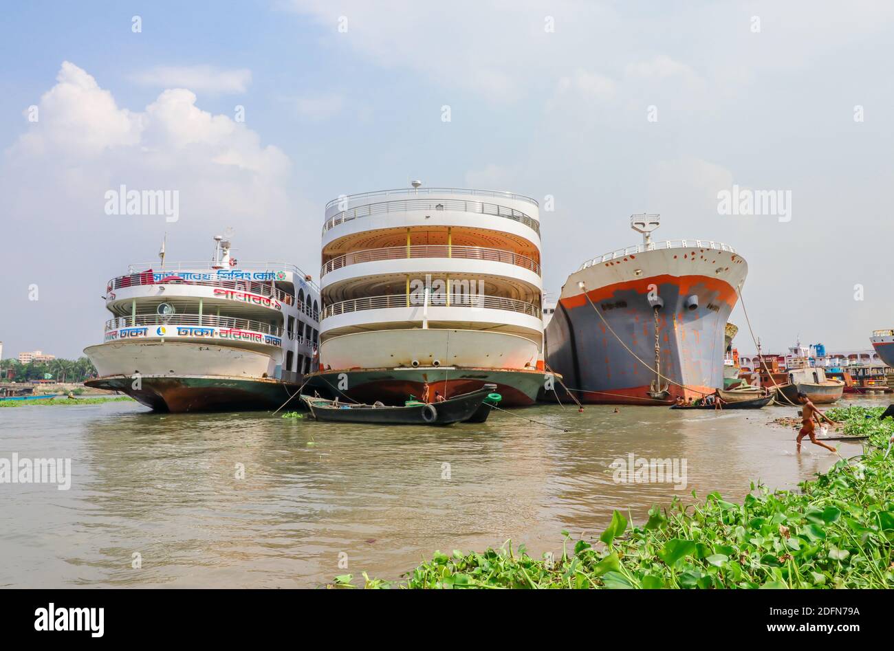 Dhaka, Bangladesh : Story around the dockyard situated on the banks of Buriganga river Stock Photo