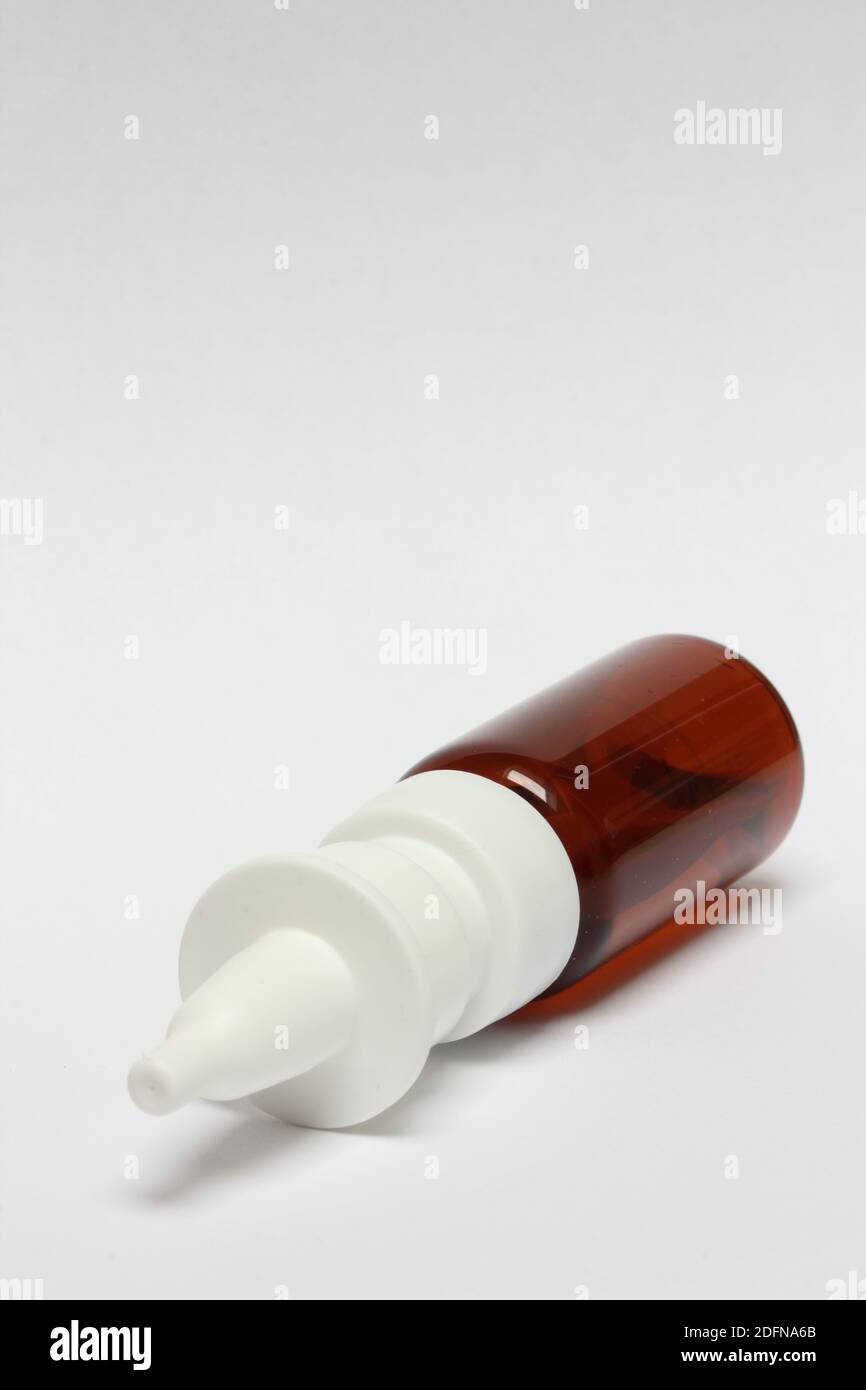 a brown bottle of nasal spray Stock Photo Alamy