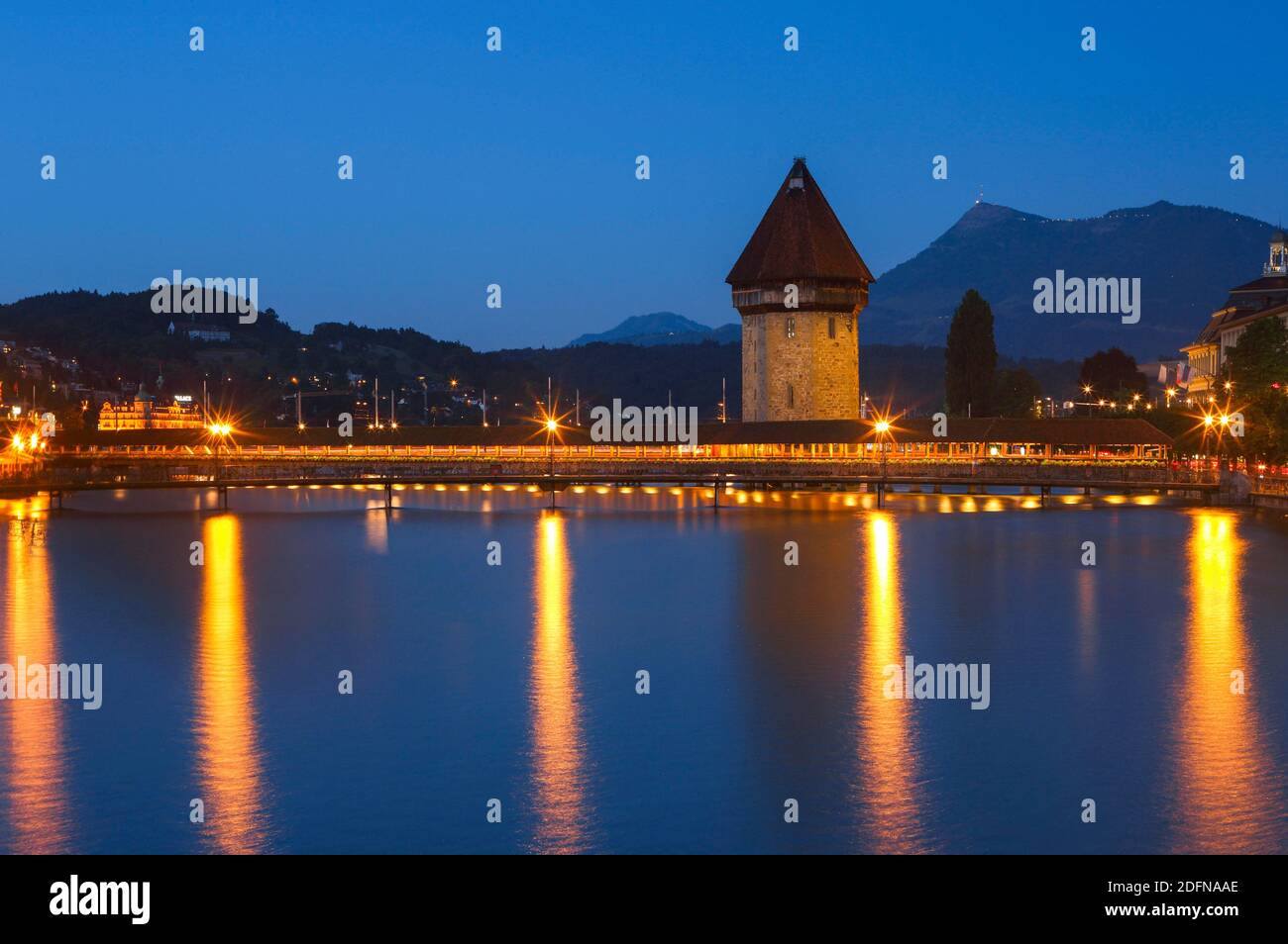 Chapel Bridge, Reuss, Old Town Lucerne, Switzerland Stock Photo