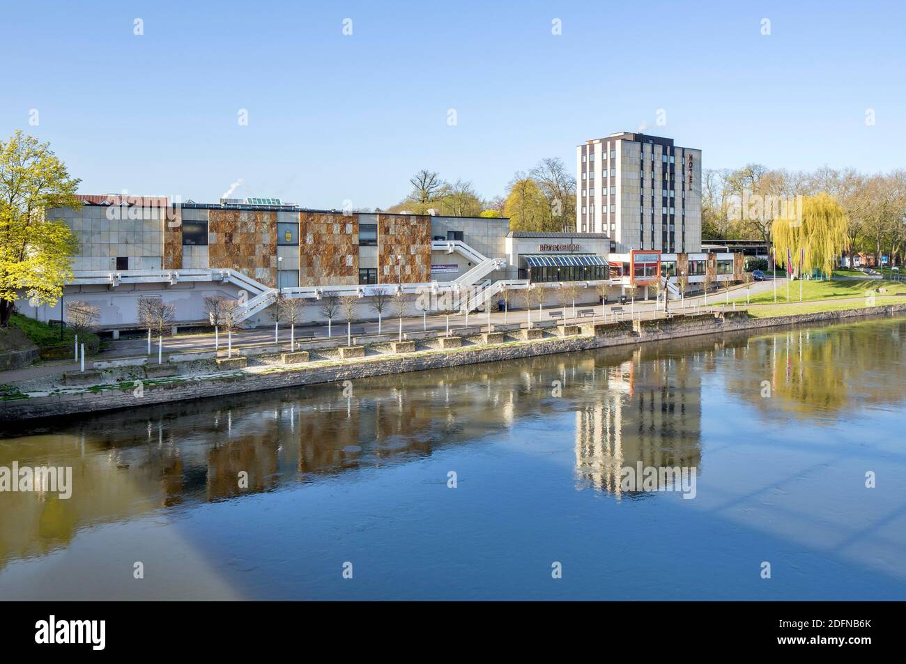 Brueckentor, culture and event centre, city hall and hotel, Rinteln, Weserbergland, Lower Saxony, Germany Stock Photo
