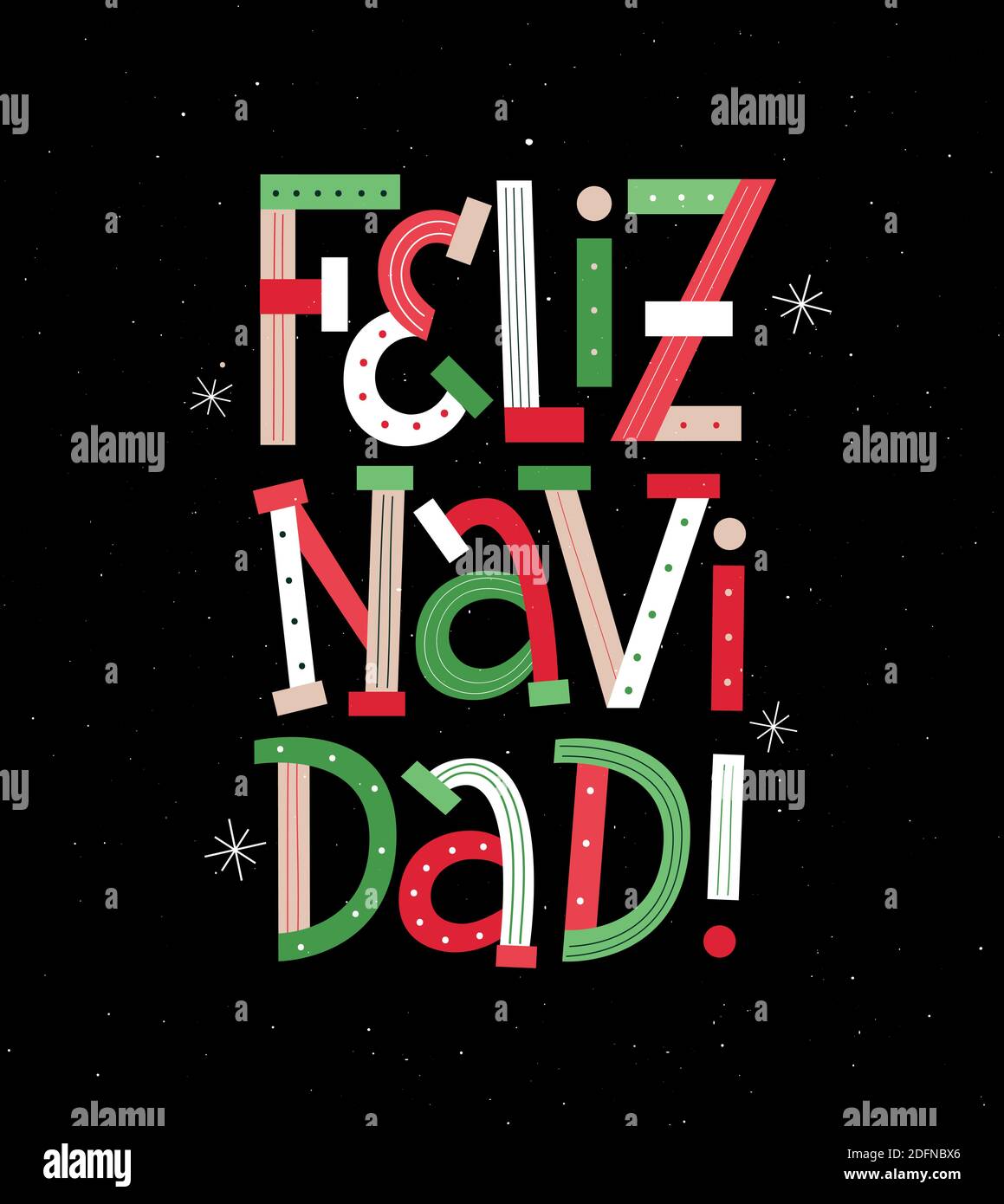 Merry Christmas in Spanish modern typography card Stock Vector Image