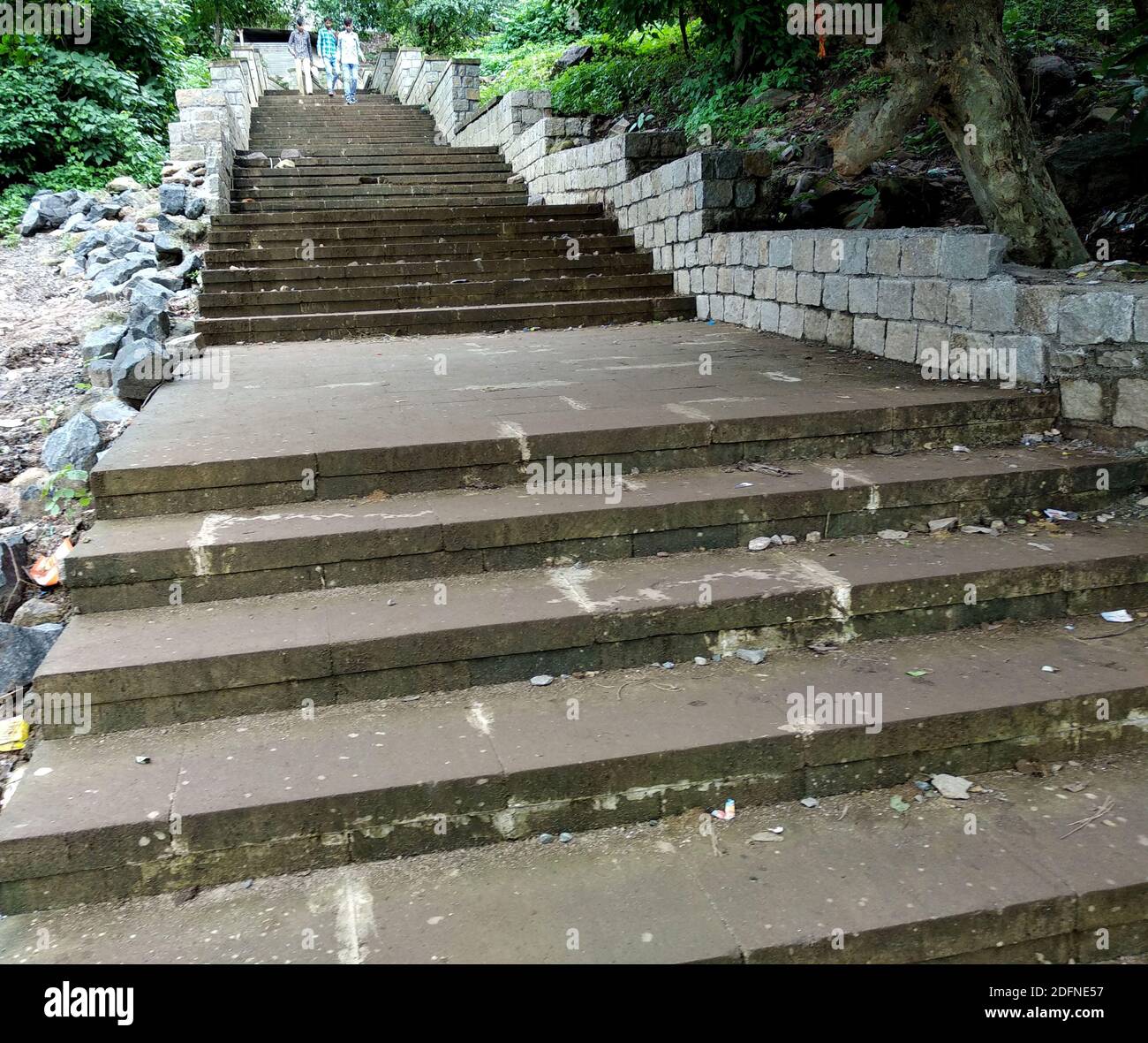 outdoor stairs in garden in india Stock Photo