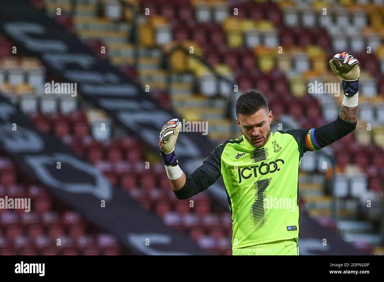 Richard ODonnell #1 of Bradford City reacts during the game Stock Photo