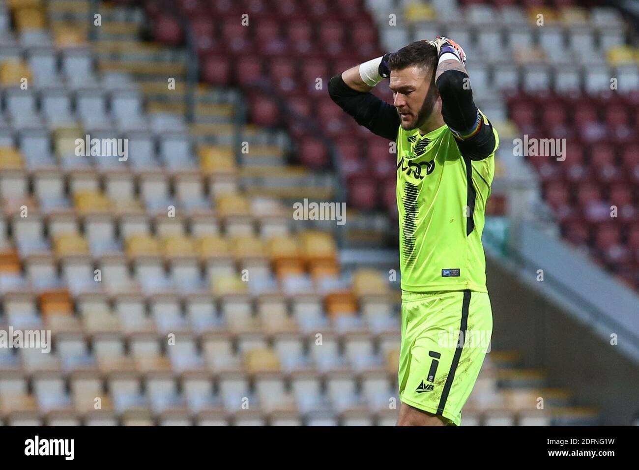 Richard ODonnell 1 of Bradford City reacts during the game Stock Photo Alamy