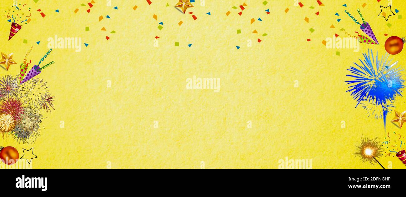 New Years Eve Double Border Of Confetti And Decor Over