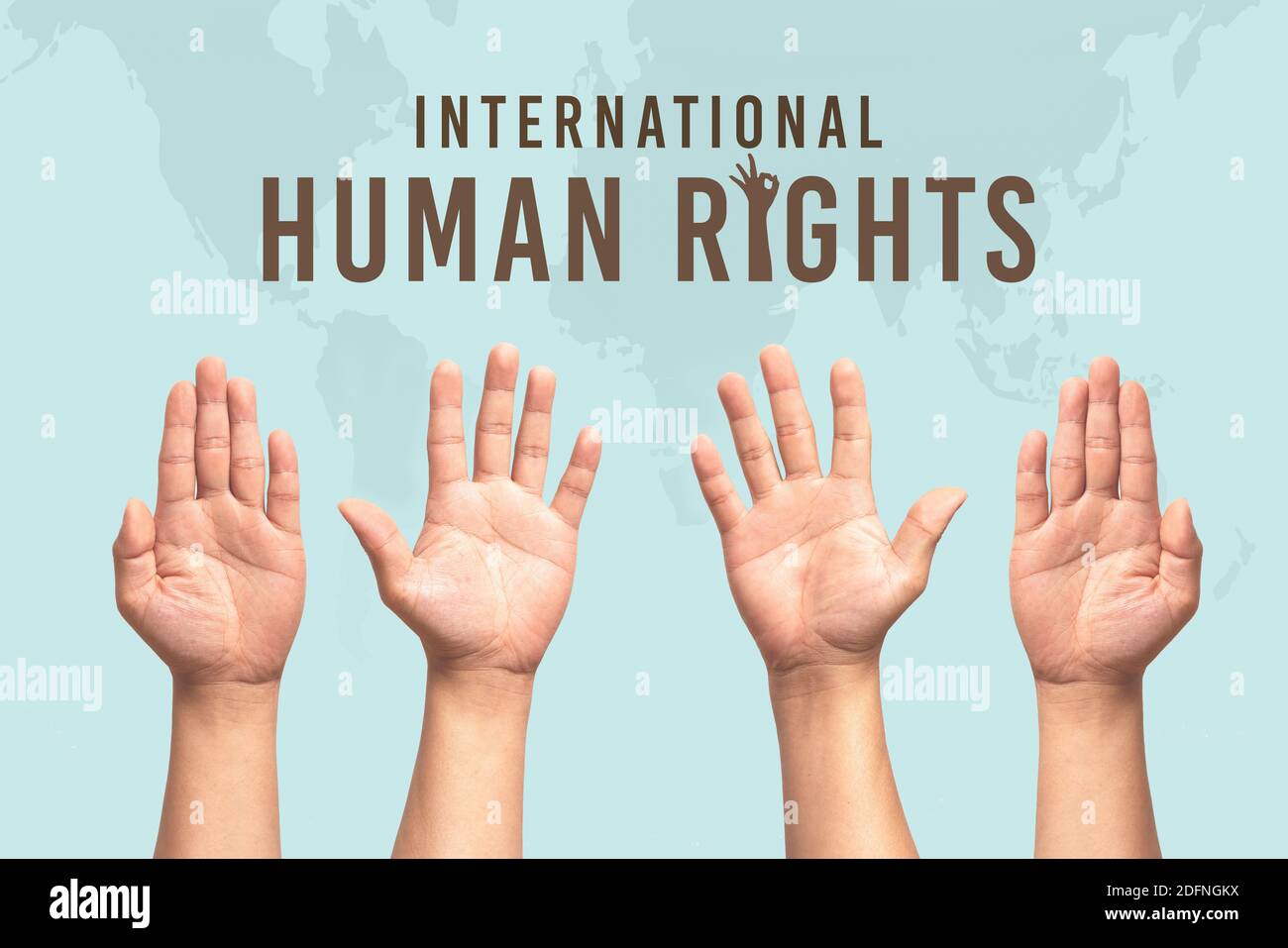International Human Rights Day concept, raise hand up Stock Photo - Alamy