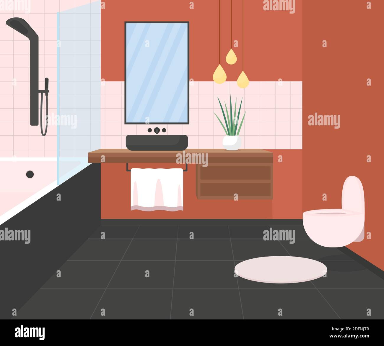 Luxury bathroom flat color vector illustration Stock Vector