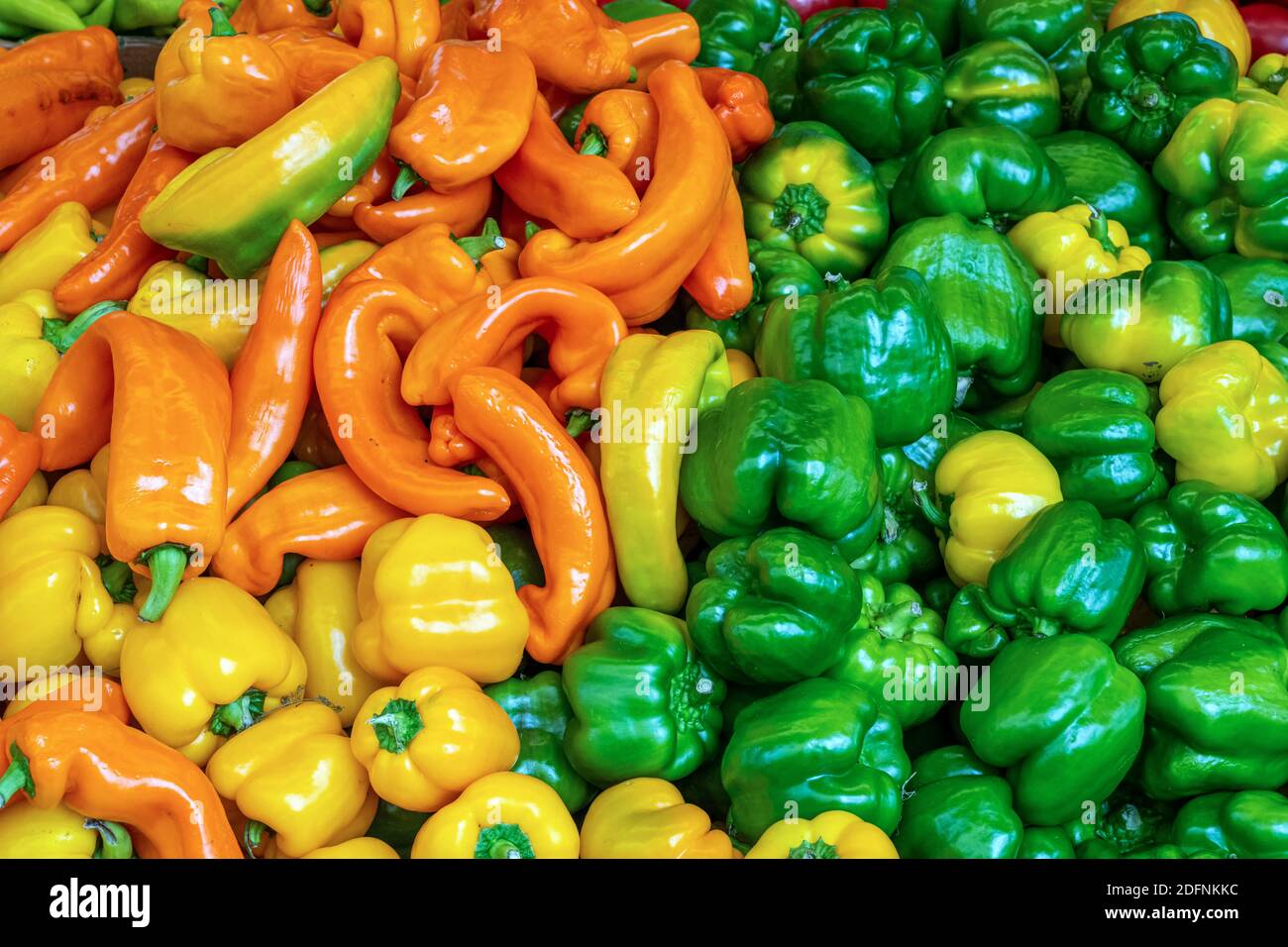 Colorful choice of peppers for sale at a market Stock Photo Alamy