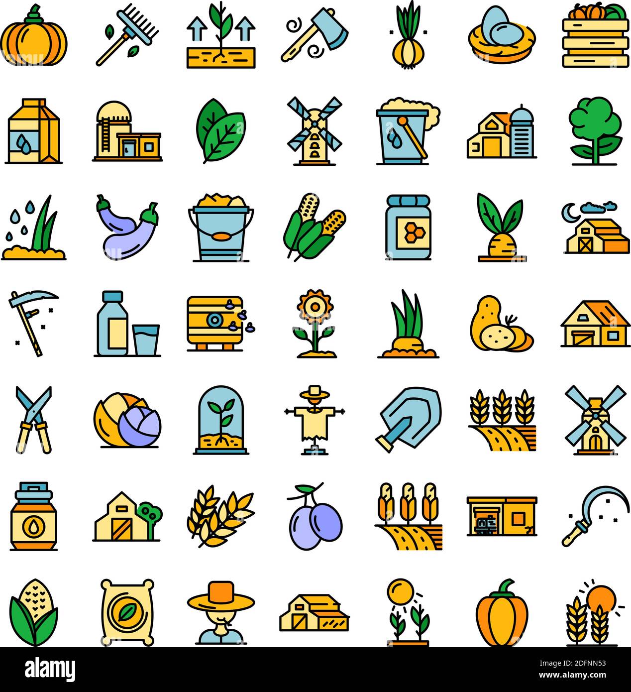 Eco farming icons set. Outline set of eco farming vector icons thin ...