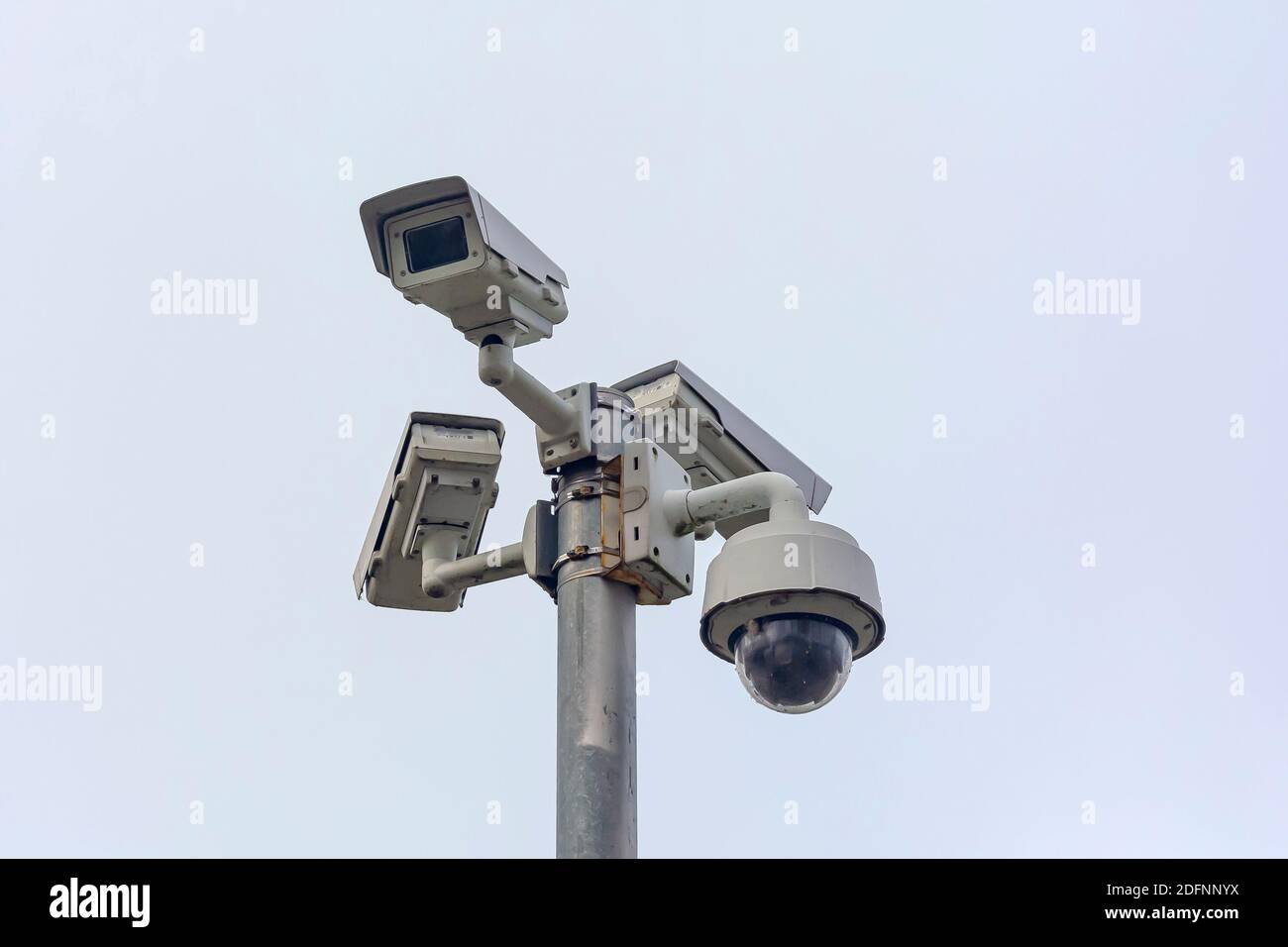 Russia, Bryansk-11/10/2018: video Cameras on a pole. Stock photo. Stock Photo