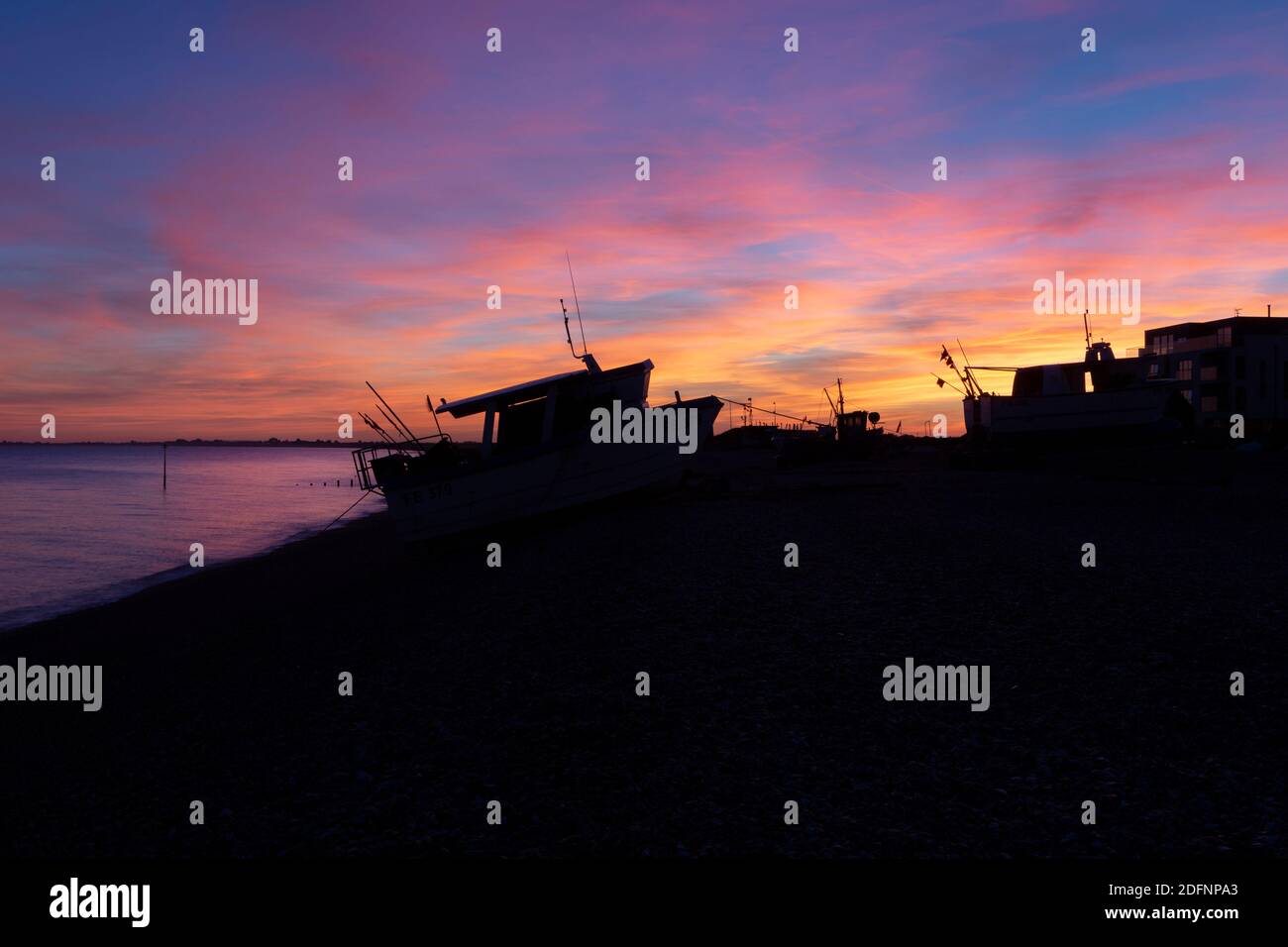 A sunset taken from Fisherman’s Beach, Hythe, Kent, UK Stock Photo Alamy