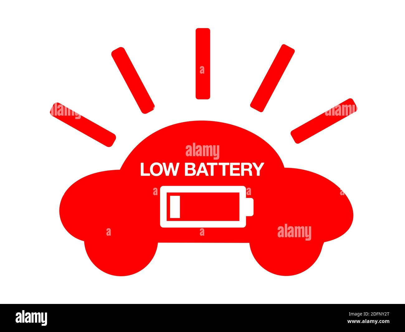 Electric car and vehicle with low battery. Blinking warning light shows  need to charge and recharge battery in the vehicle and auto. Vector  illustrati Stock Photo - Alamy