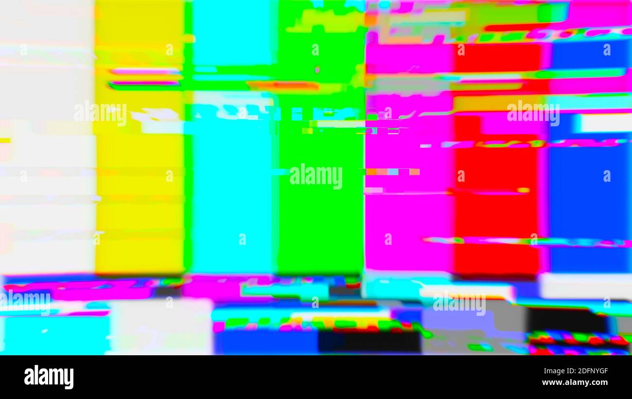 No signal screen in pixel art style grunge in 80 90 Color pixel Tv screen 3d render Stock Photo