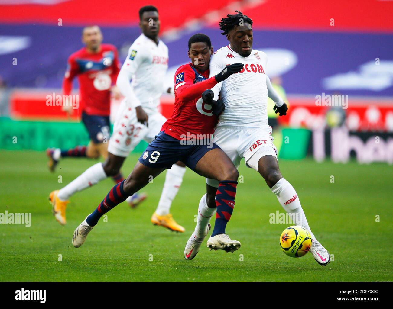 Soccer Football Ligue 1 Lille V As Monaco Stade Pierre Mauroy Lille France December 6 2020 Lille S Jonathan David In Action With As Monaco S Axel Disasi Reuters Pascal Rossignol Stock Photo Alamy