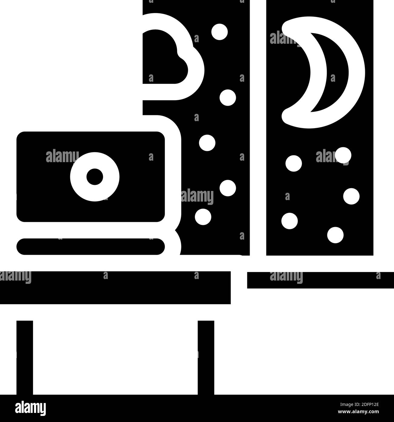 working home at night glyph icon vector illustration Stock Vector Image