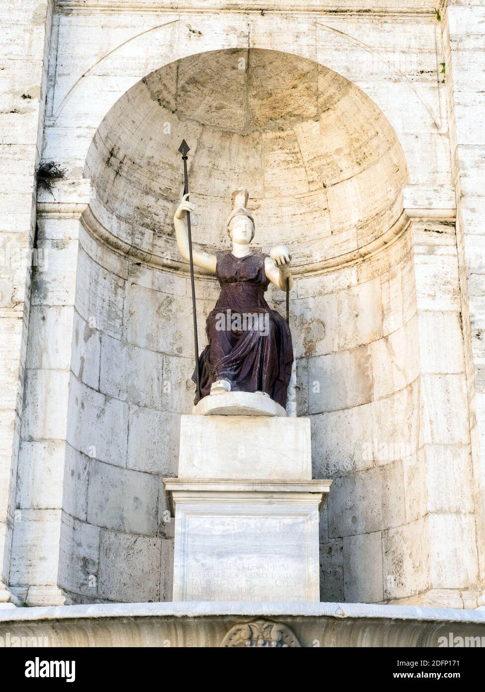 Statue of the goddess Rome (Dea Roma) in Campidoglio square - Rome, Italy Stock Photo