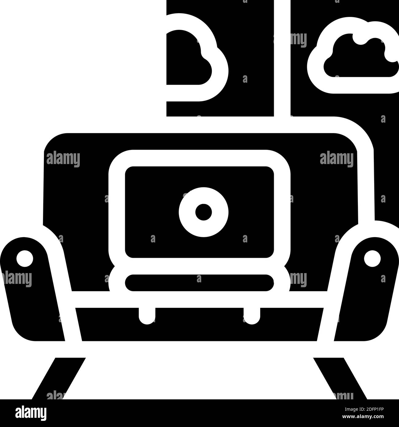 working on couch glyph icon vector illustration Stock Vector Image ...