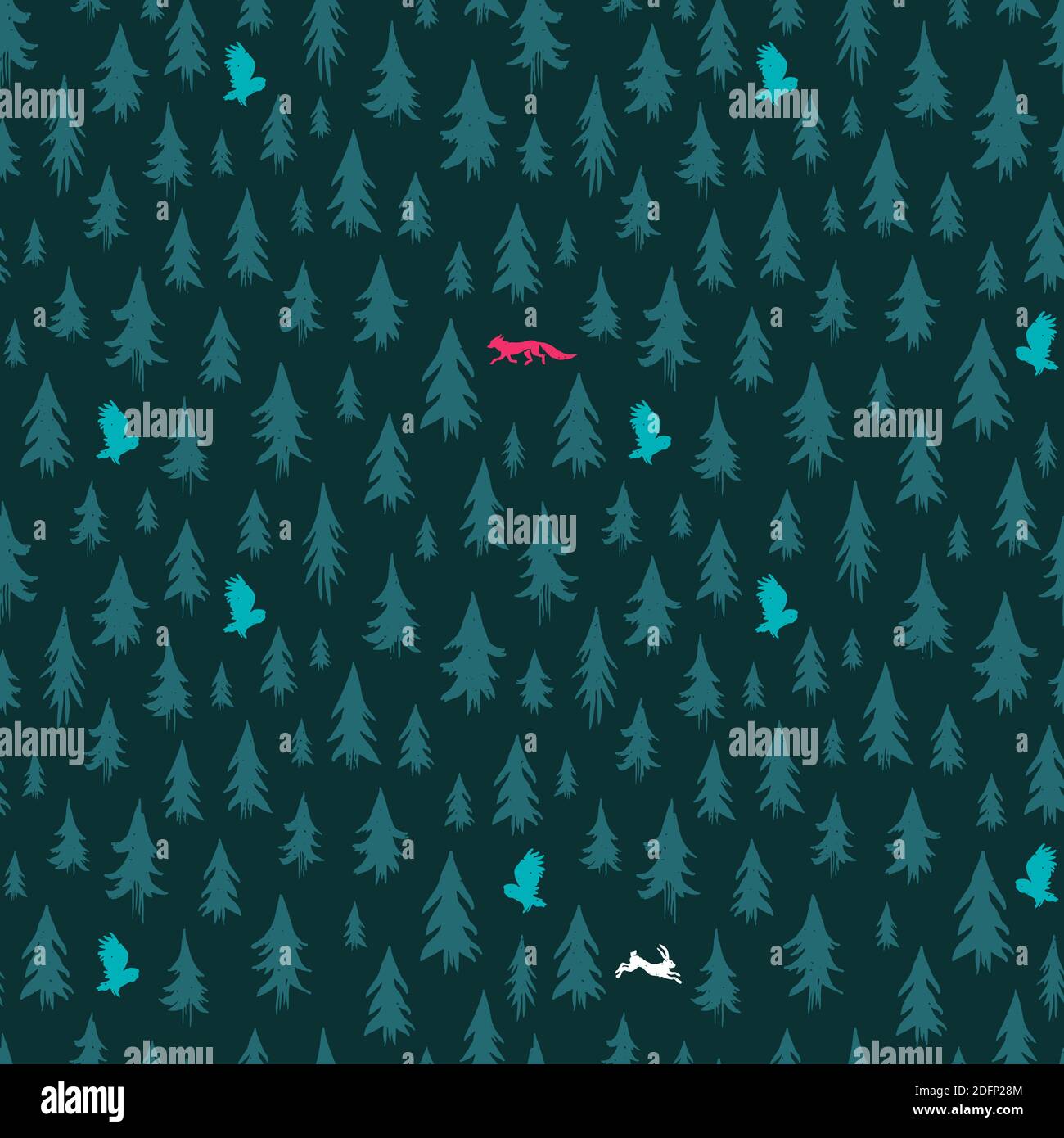 Hand-drawn forest silhouettes seamless pattern Stock Vector Image & Art ...