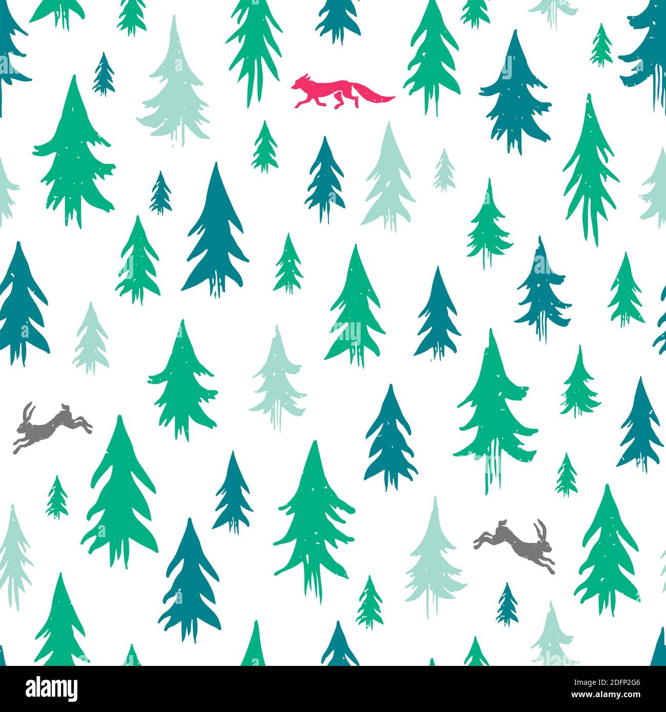 Hand-drawn forest silhouettes seamless pattern Stock Vector Image & Art ...