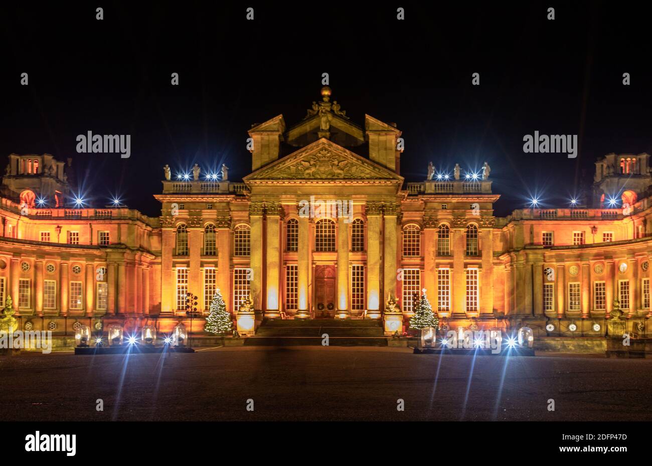 Blenheim Palace illuminated for Christmas as part of the Blenheim
