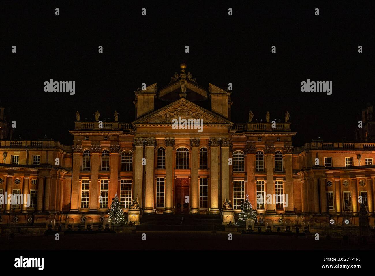 Blenheim Palace illuminated for Christmas as part of the Blenheim Christmas lights trail Stock