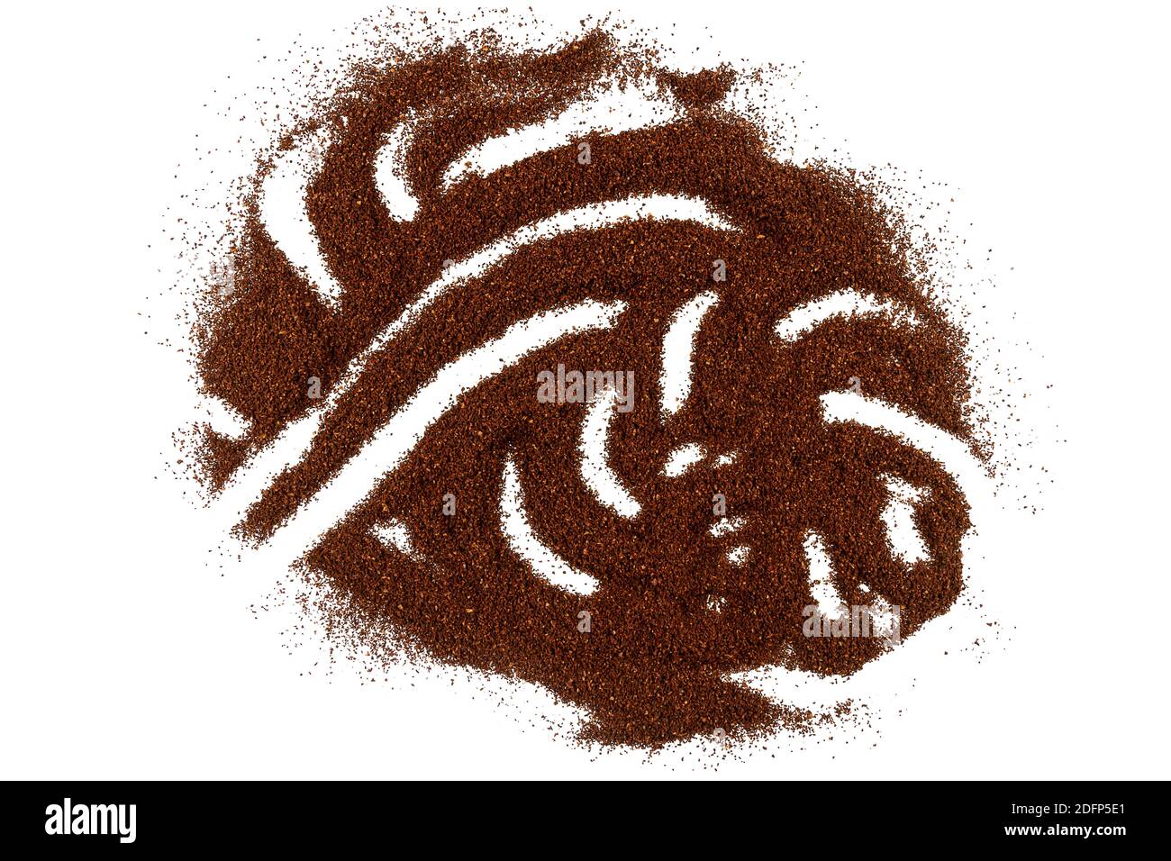 Pile of fresh ground coffee isolated on white background Stock Photo