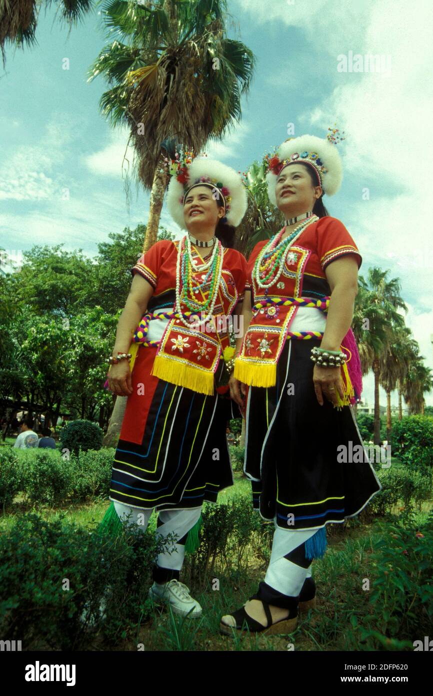 women in taiwanese traditional dress on a event in the city centre of Taipei in Taiwan of East