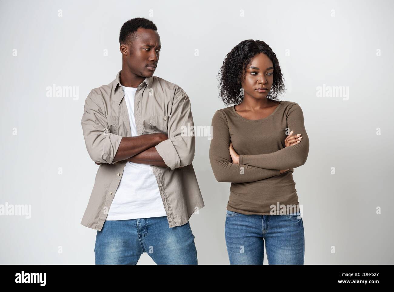 Frustrated black woman thinking about breaking up Stock Photo