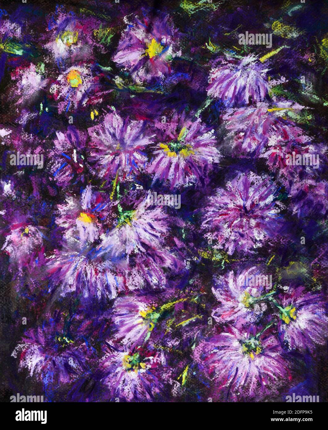 Colorful dreams. Drawing with pastels, paper still life of