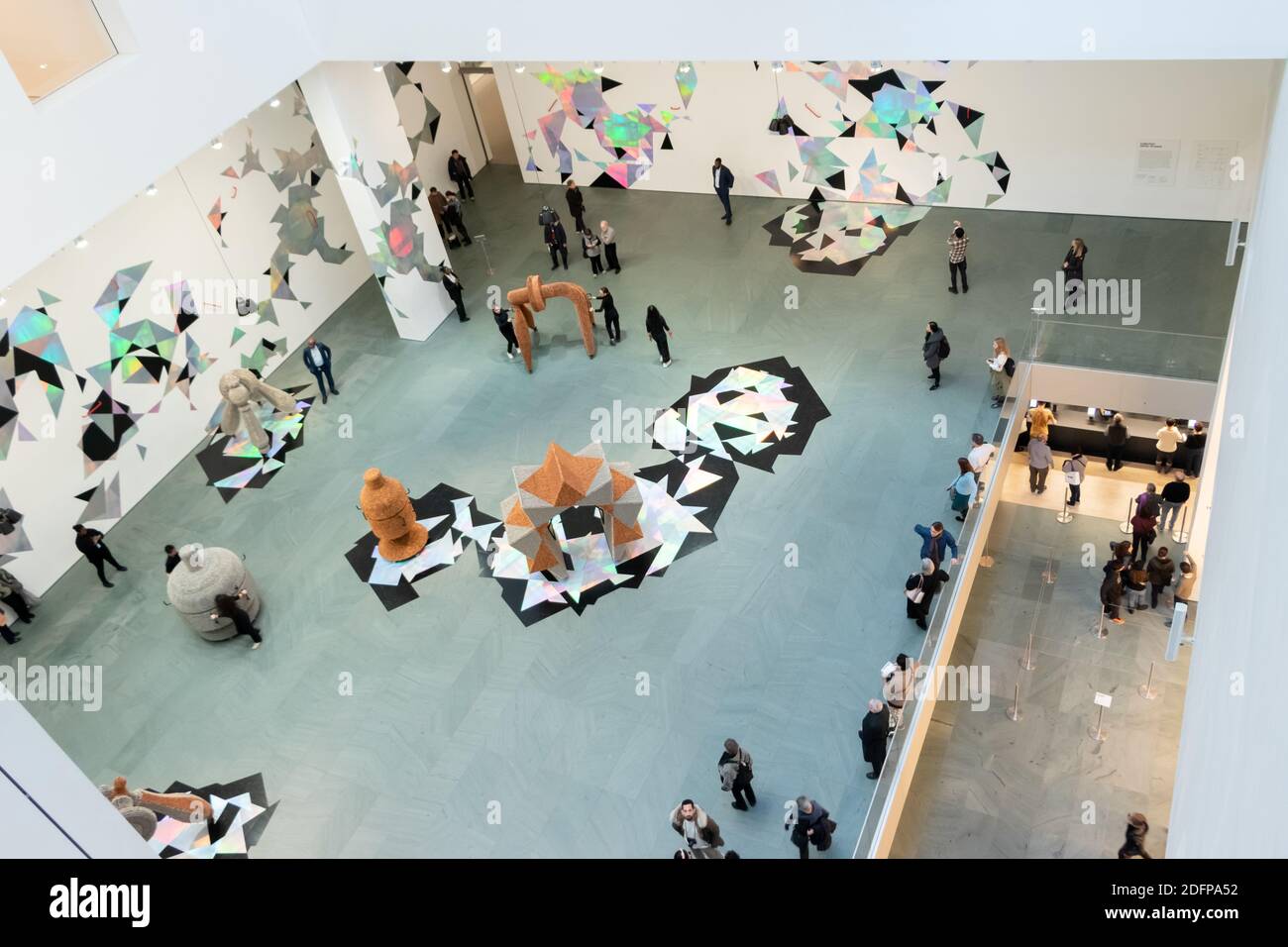 high view of art installation performance in MOMANew York City