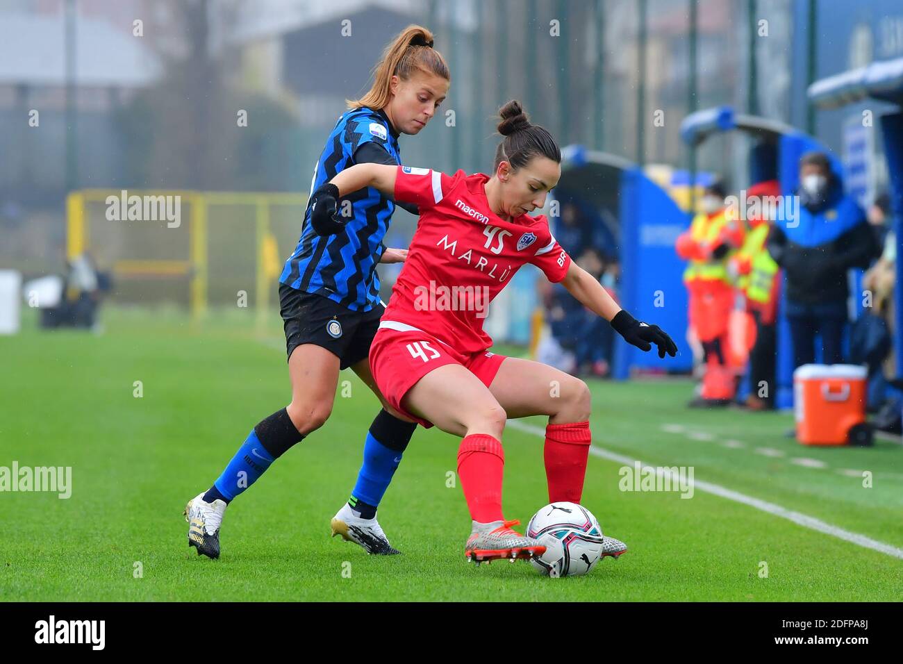 Beatrice Merlo 13 Inter And Raffaella Barbieri 45 San Marino Academy In Action The Serie A Women S Match Between Fc Inter And San Marino Academy Cristiano Mazzi Spp Stock Photo Alamy