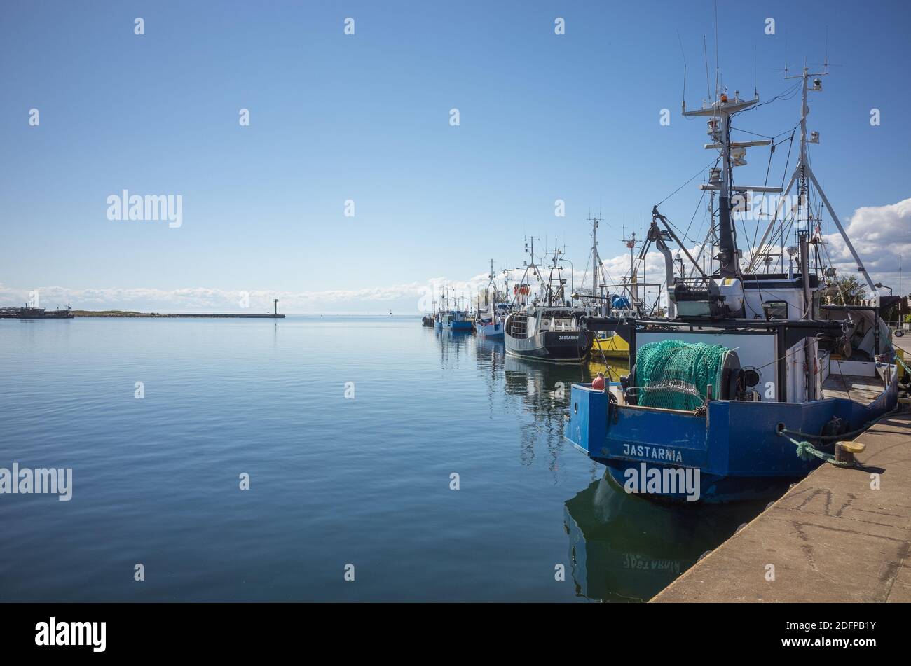 Jastarnia, Poland, April 26, 2020. Fishing boats in the marina in Jastarnia, Hel peninsula Stock Photo