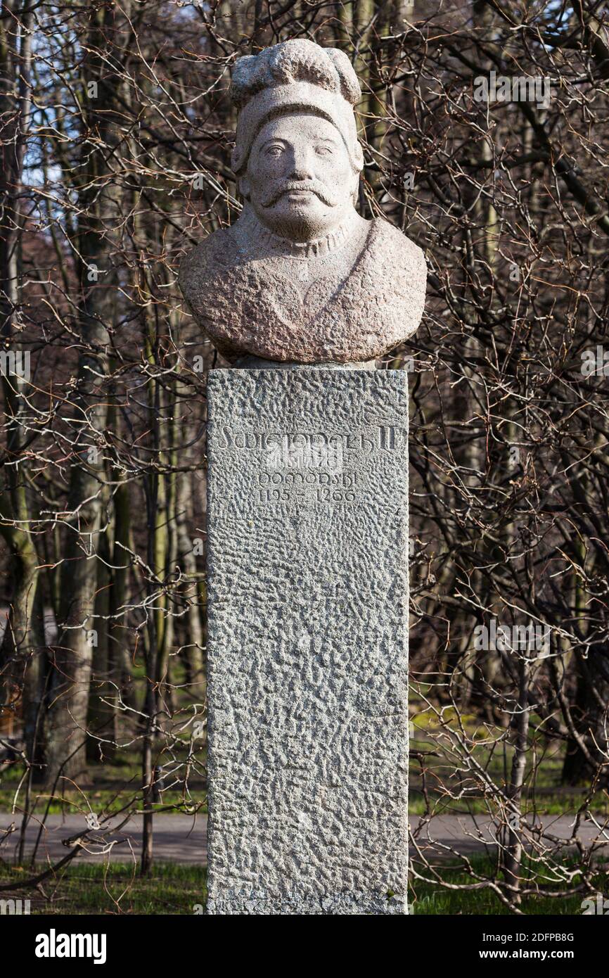 Gdansk, poland, February 23. Swetopelk Bust in Oliwa Garden in Gdansk, pomorskie Stock Photo