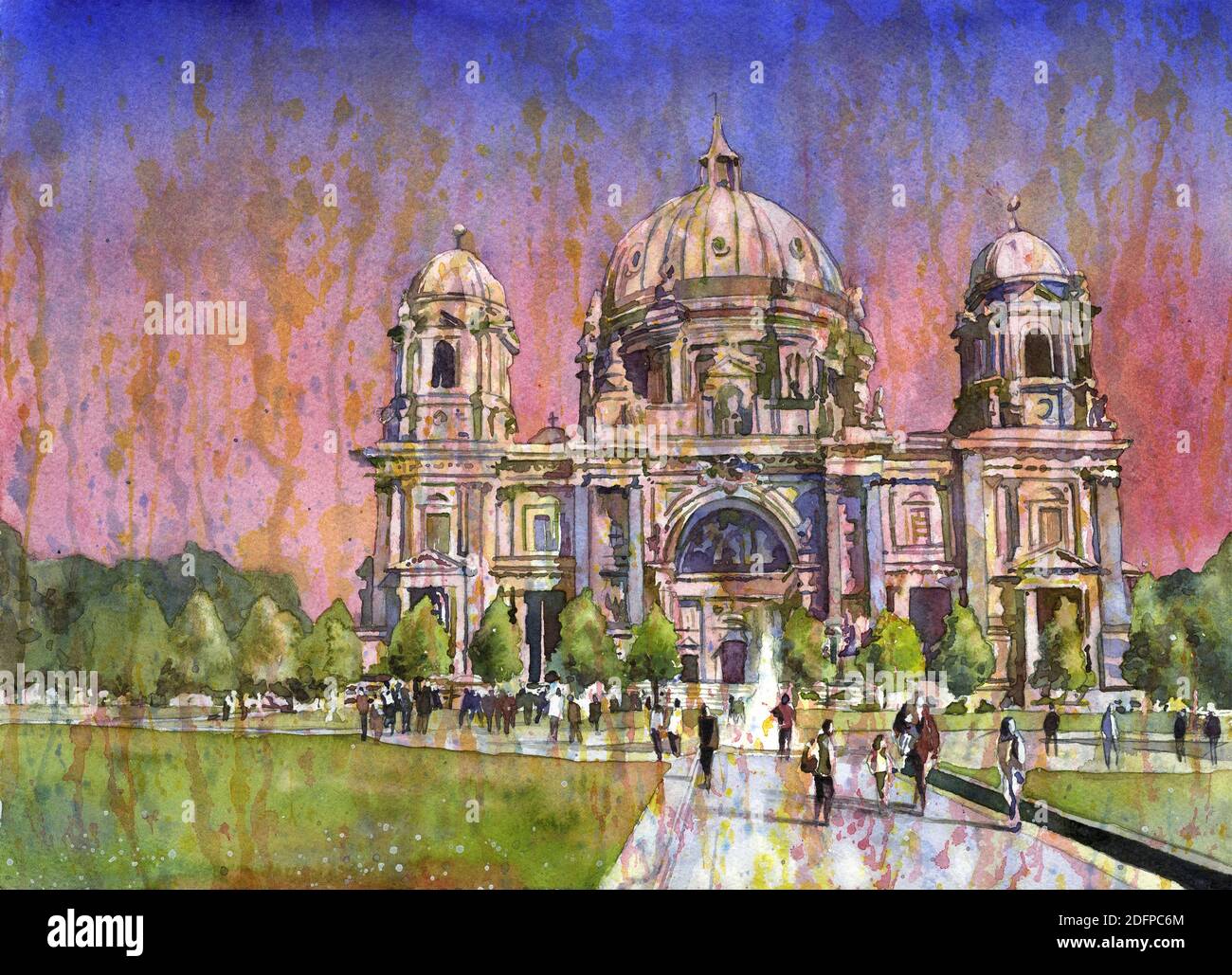Berlin Cathedral (Berliner Dom) fine art watercolor paintingGermany