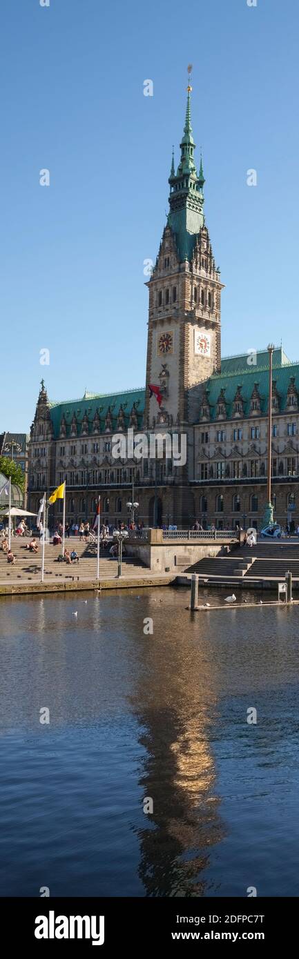Town Hall At The River, Hamburg Stock Photo