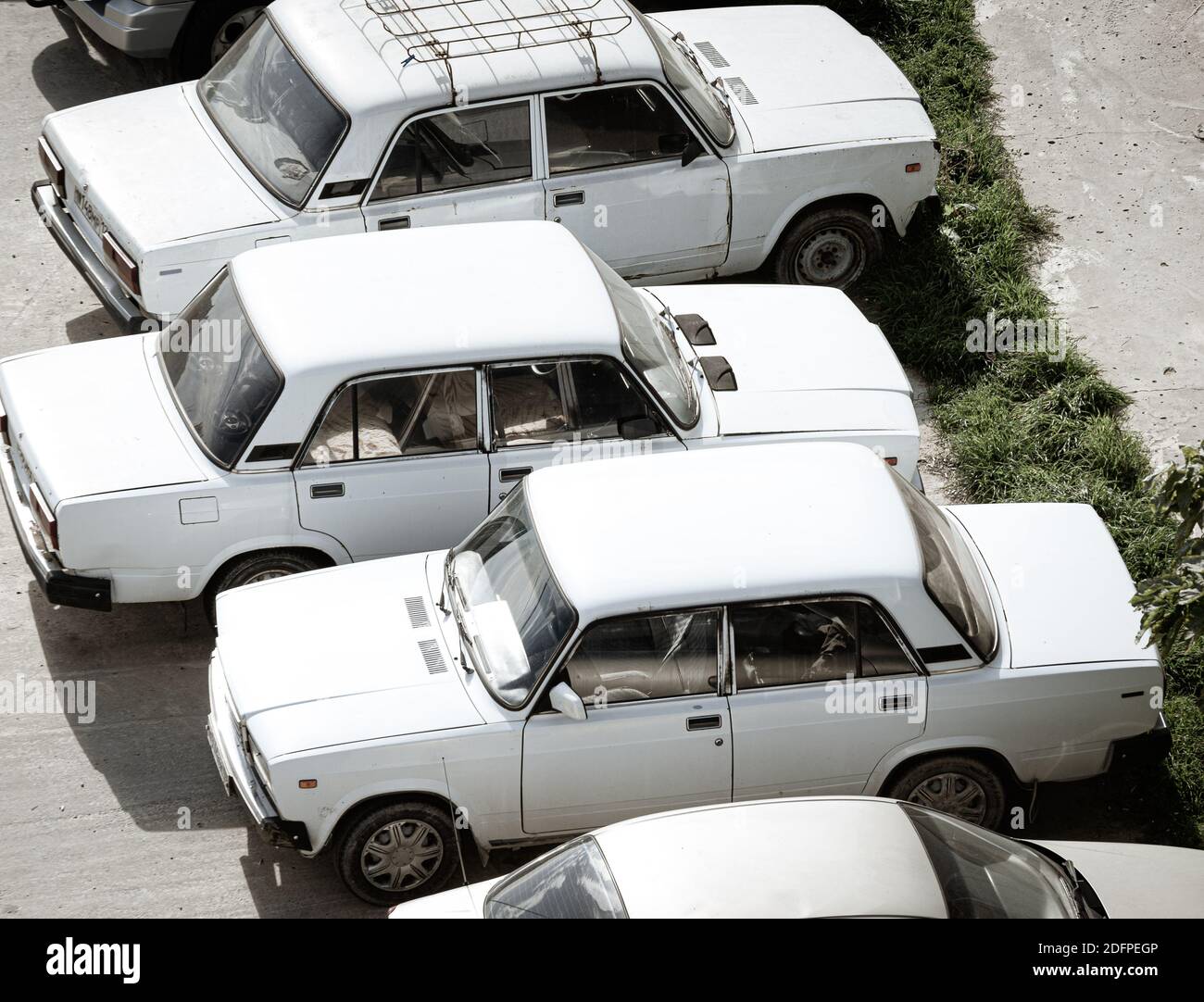 Russia 2020: parked russian retro cars VAZ Lada 2107 Stock Photo