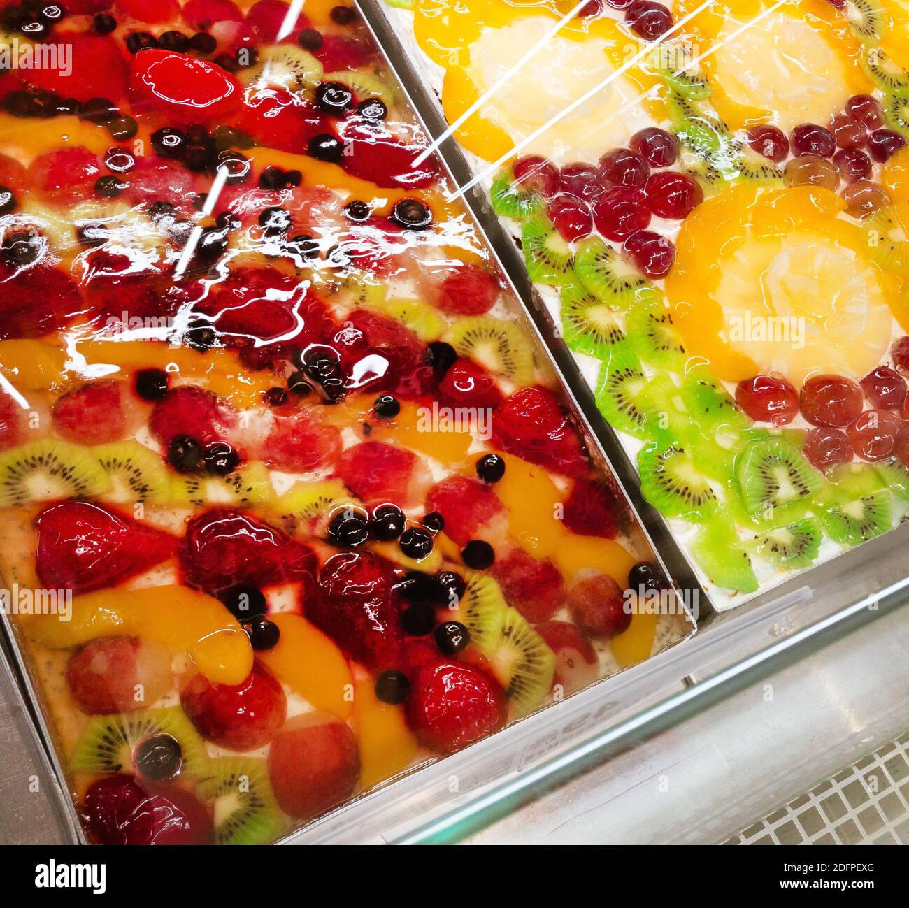 fruit cakes at sale, closeup Stock Photo