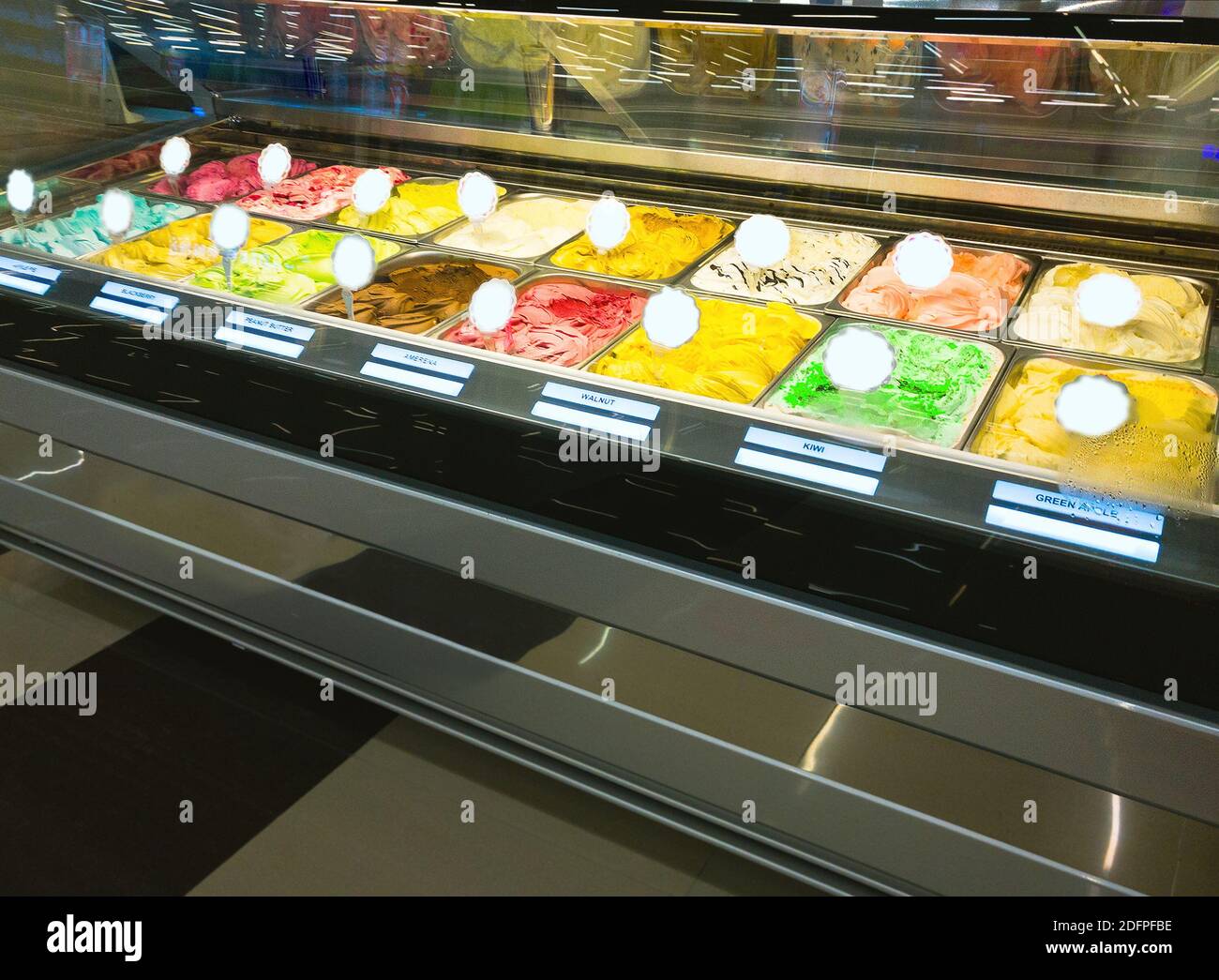 colorful ice cream in the refrigerated case Stock Photo Alamy