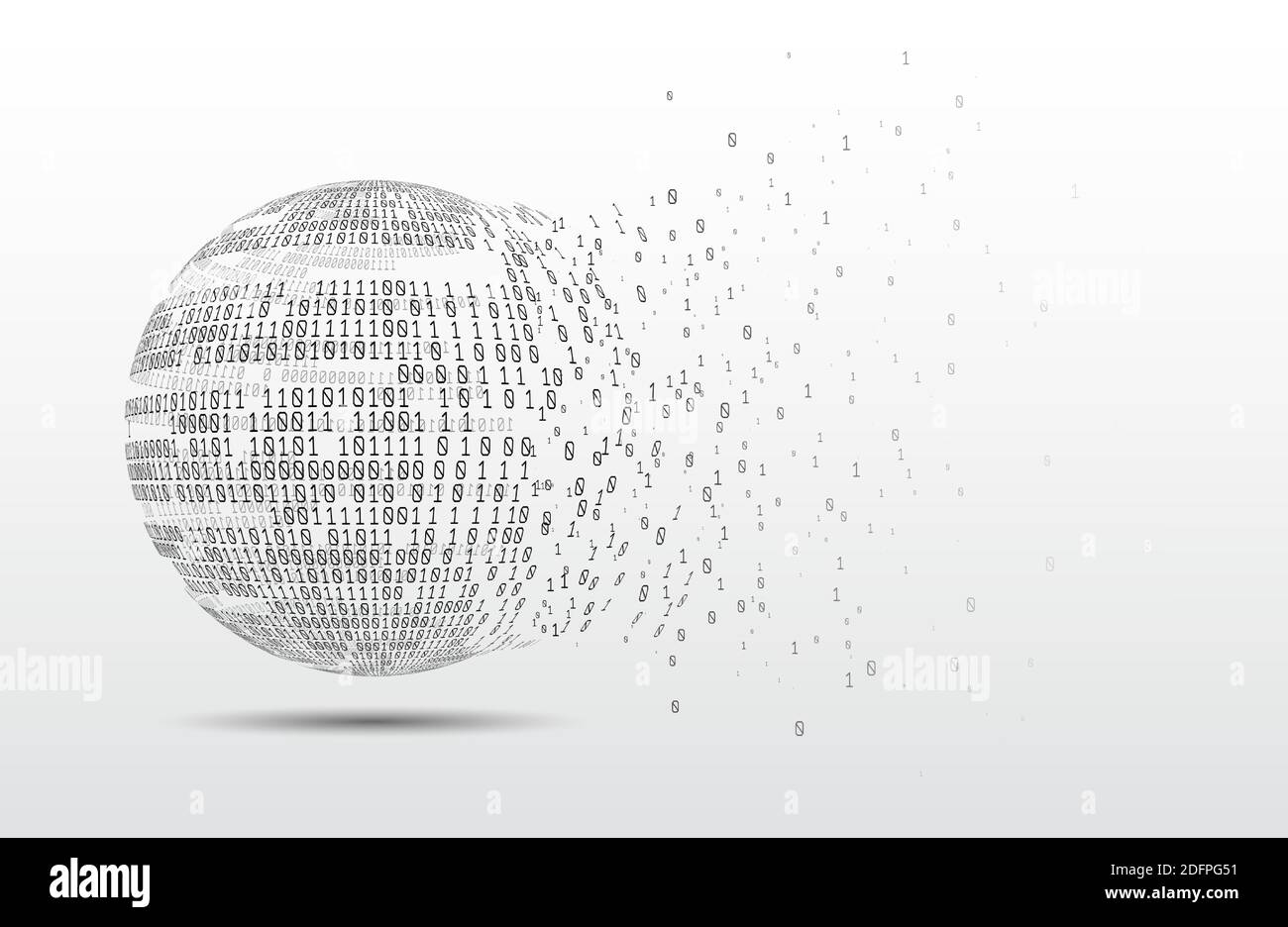 Binary code globe. Technology planet. Big data. Global network. Artificial intelligence. From chaos to system. Stock Vector