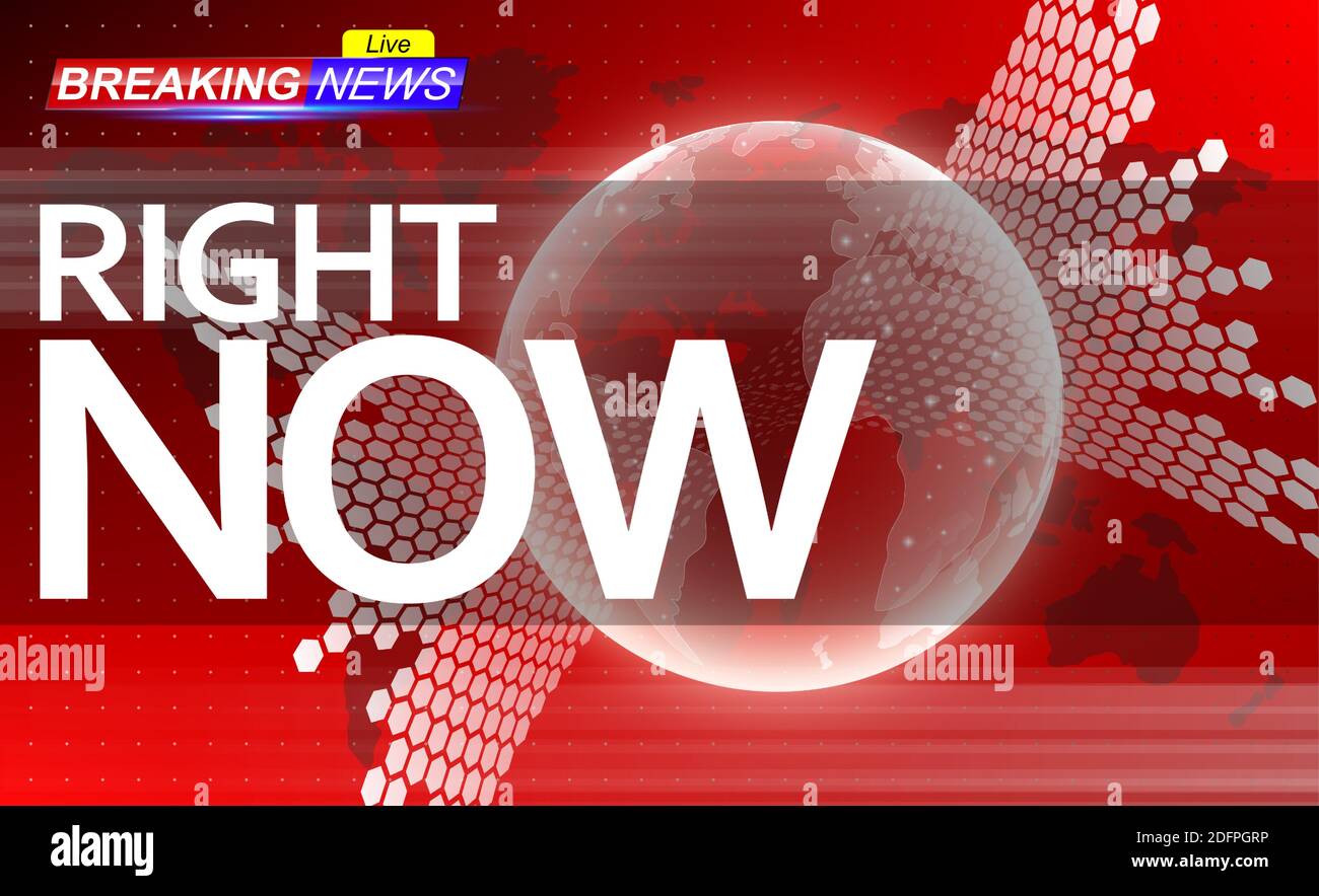 Breaking News Template On Red Background Holographic Globe On World Map Stock Vector Image Art Alamy