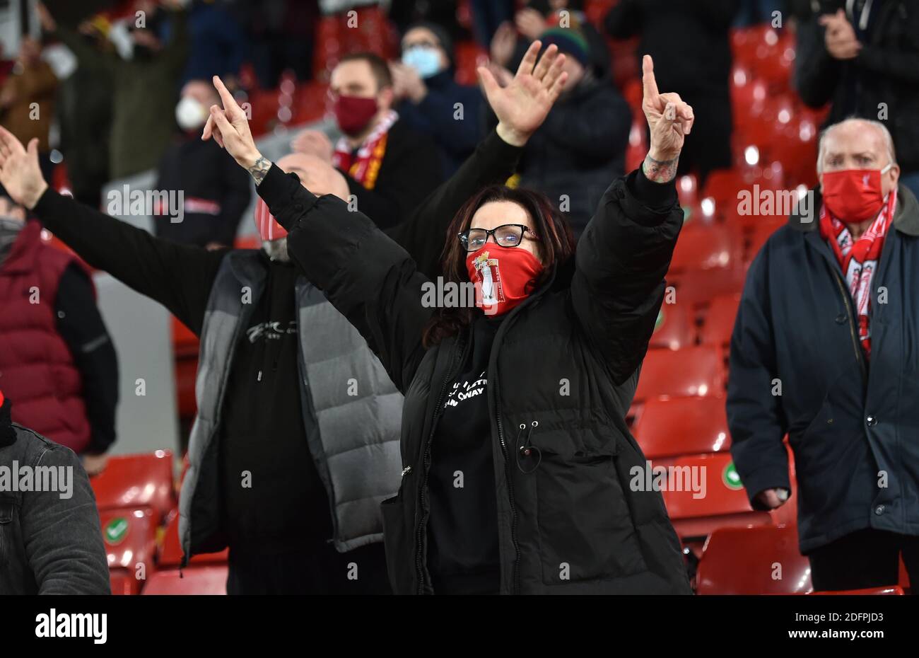 Fans in the stands show their support before the Premier League match ...