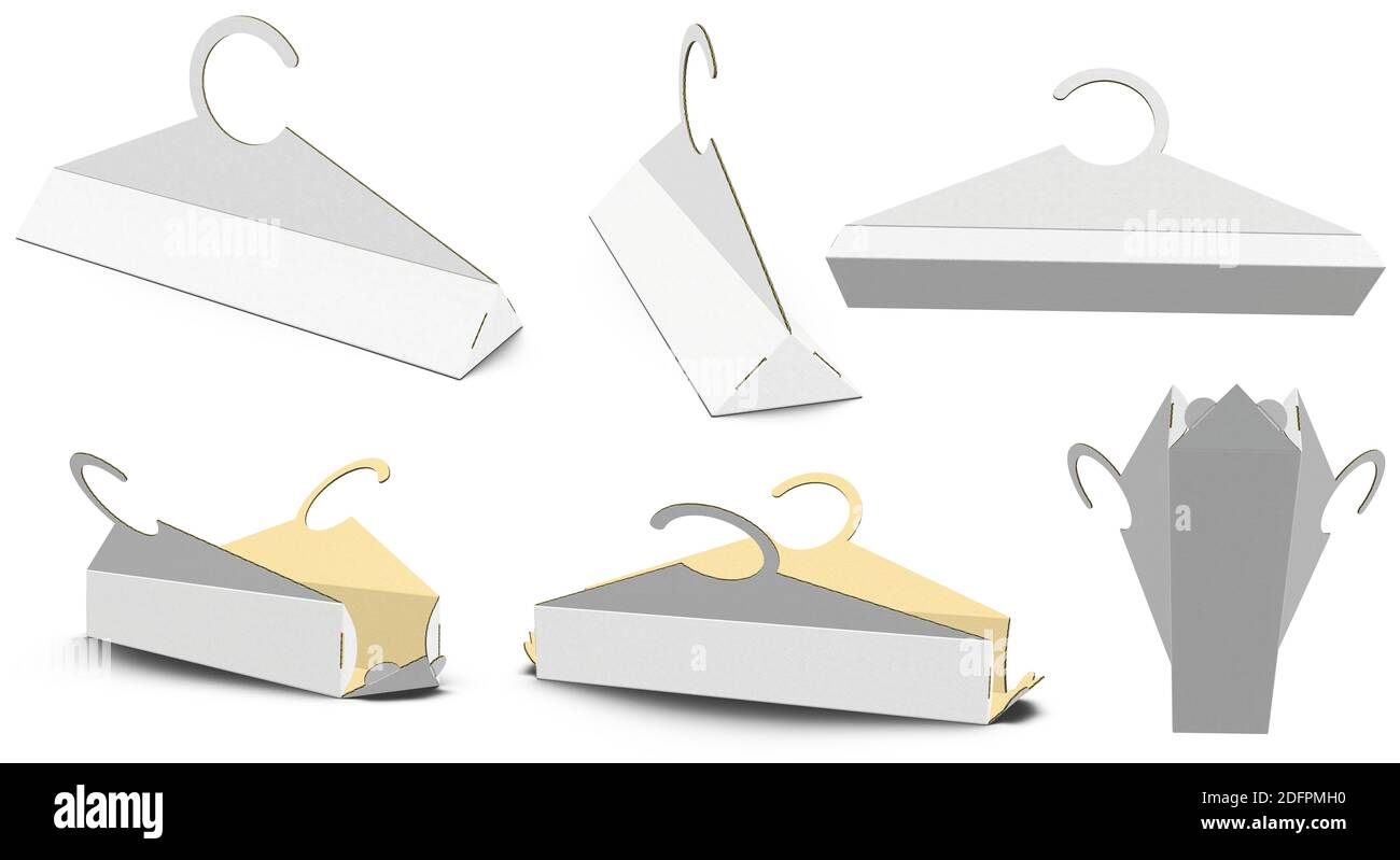 3D rendering High resolution image white craft hanger box template