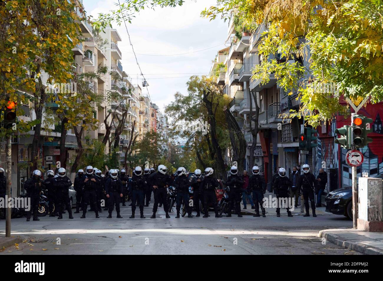 Athens, Greece. 6th Dec, 2020. Police forces secure Exarchia square to ...