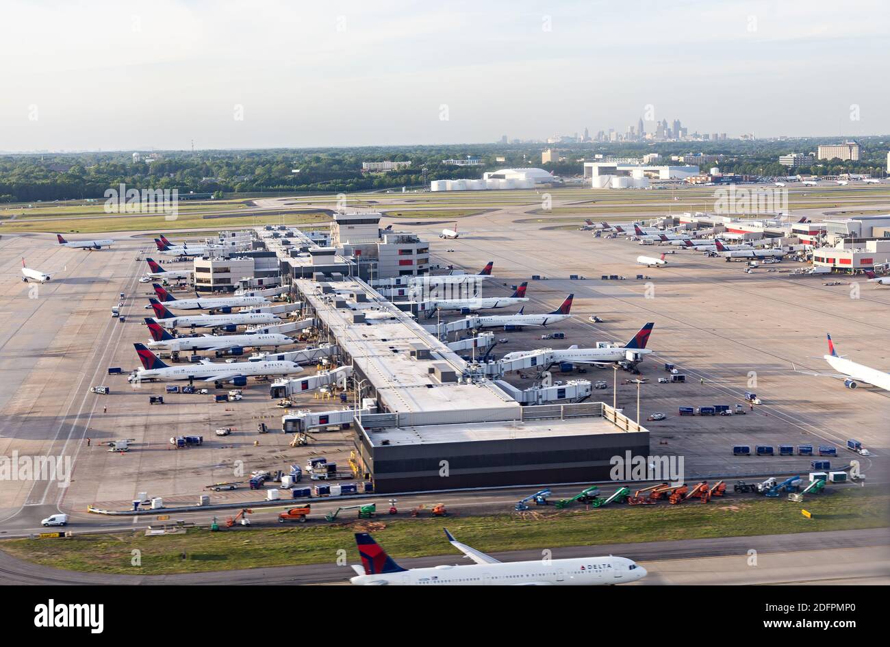 Delta aircraft at gates, Atlanta airport, Georgia, USA Stock Photo