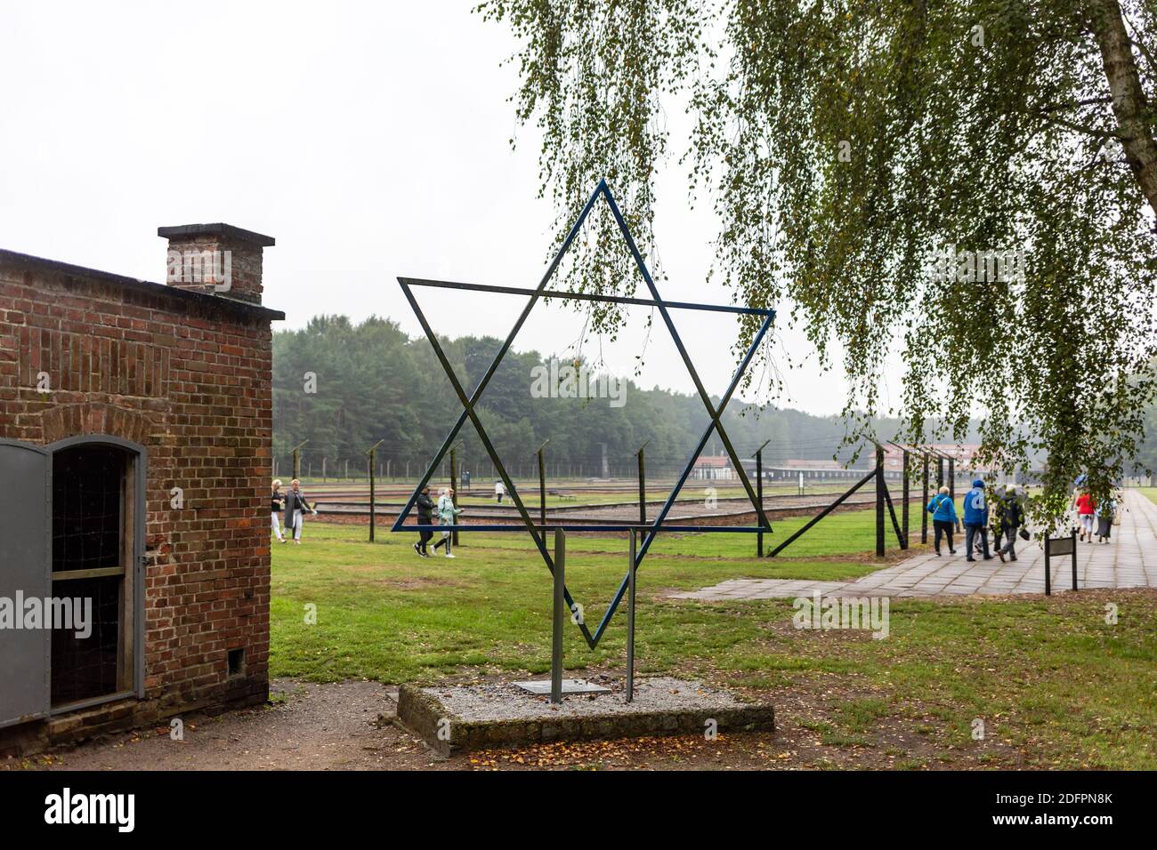 Sztutowo, Poland - Sept 5, 2020: The symbolic Star of David next to the Gas Chamber at the former Nazi Germany Concentration Camp, Stutthof, Poland Stock Photo