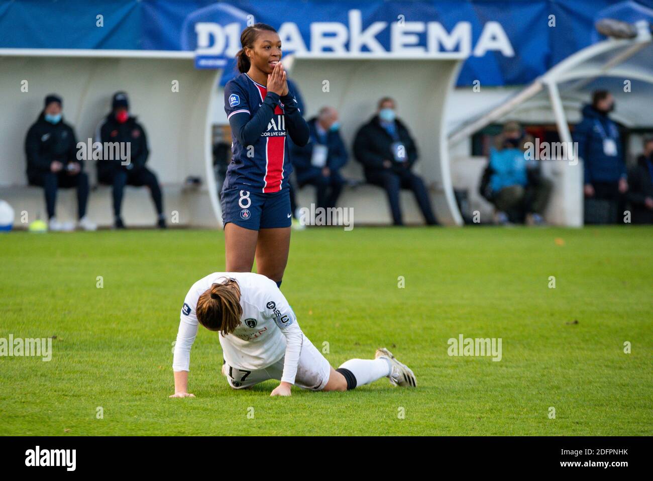 Grace Geyoro Of Paris Saint Germain Reacts During The Women 039 S French Championship D1 Arkema Football Match Between Paris Saint Germain And Paris Fc On December 6 2020 At Georges Lefevre Stadium In Saint Germain En Laye
